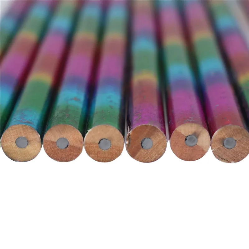 

300 pcs 17.7cm Logs laser rainbow pencil color pen spot colorful pen multicolor pen writing tools gifts wholesale