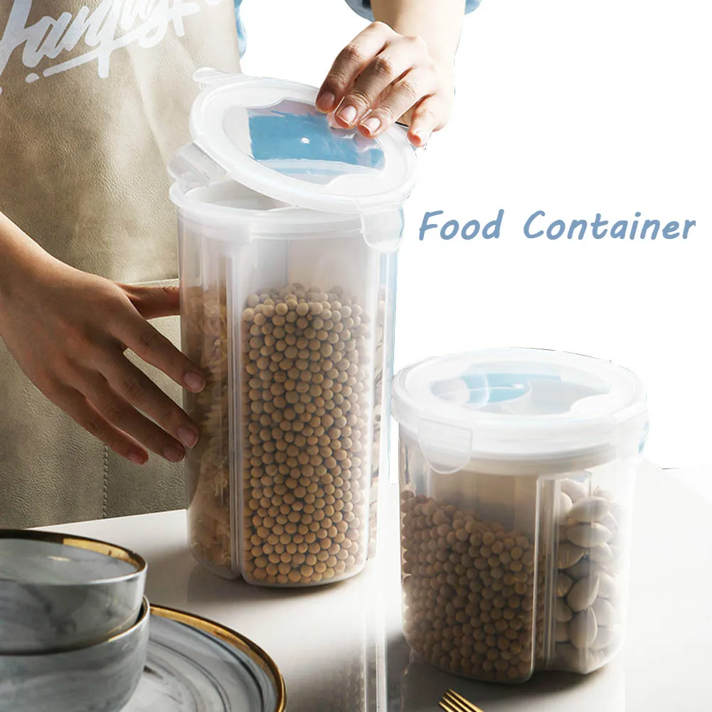 

Food Container Transparent Airtight Dry Food Storage Box Jar with Lids and Dividers for Flour Sugar Cereal More