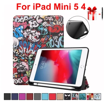 

For Apple iPad Mini 5 Case with Pencil Holder 2019 iPad A2133 A2124 A2125 A2126 TPU Matte Leather for iPad Mini 4 Case + Pen