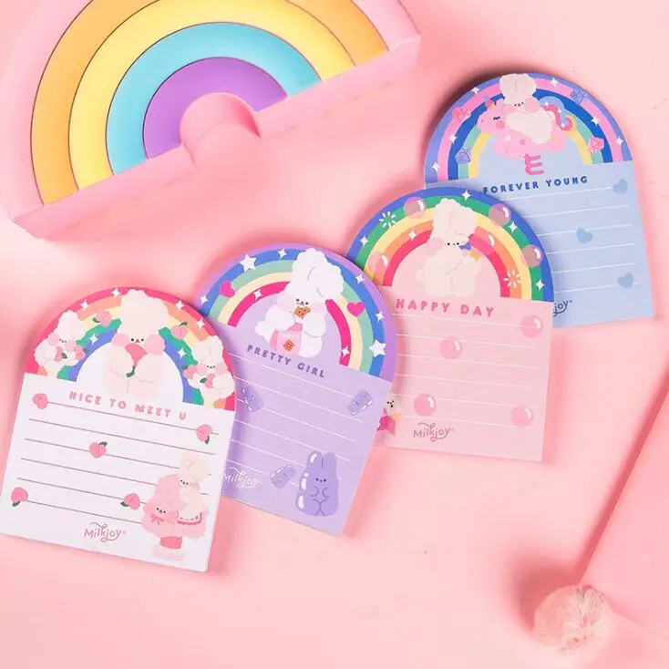 2020 Newest 50 Sheets Cute Rainbow Korean Desk Memo Pads Note Organizer Notepad Daily To Do List Planner School Stationery