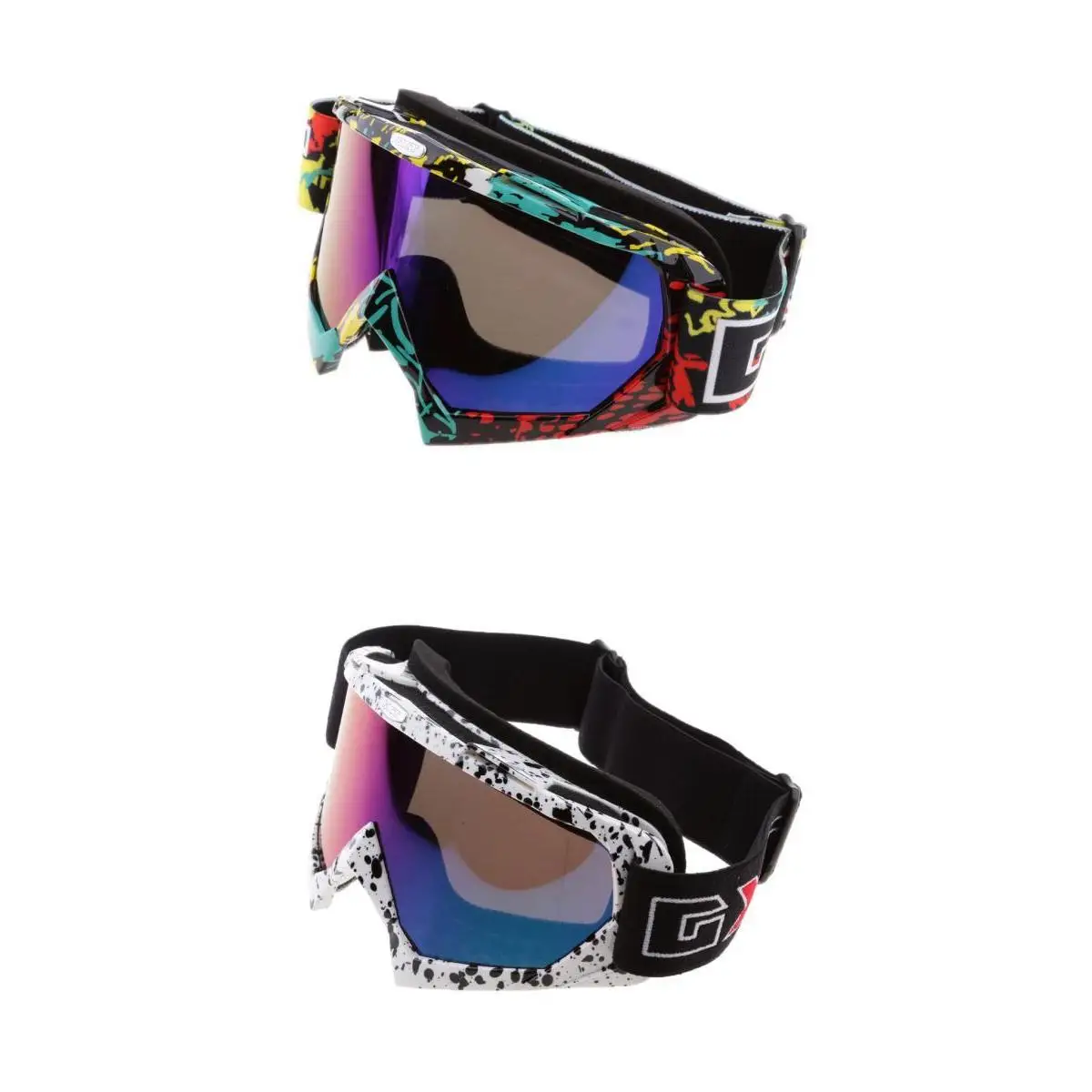 Motorcycle Motocross ATV Dirt Bike Goggles Anti-fog Eyewear Colorful/White