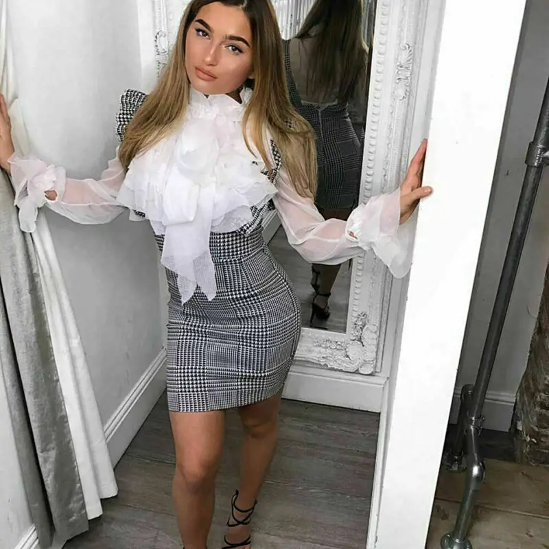 Women Summer Houndstooth Suspender Skirt Braces Skirt Bodycon Shoulder Straps Overall Skirts Femme OL Office Lady Slim Skirts Women Summer Houndstooth Suspender Skirt Braces Skirt Bodycon Shoulder Straps Overall Skirts Femme OL Office Lady Slim Skirts