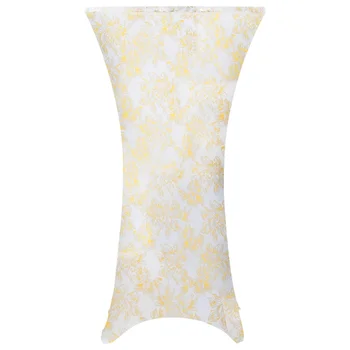 

2 pcs White Stretch tablecloths 70 cm with Gold Printing Dining Classic Removable Anti-dirty Tablecloths for Banquet