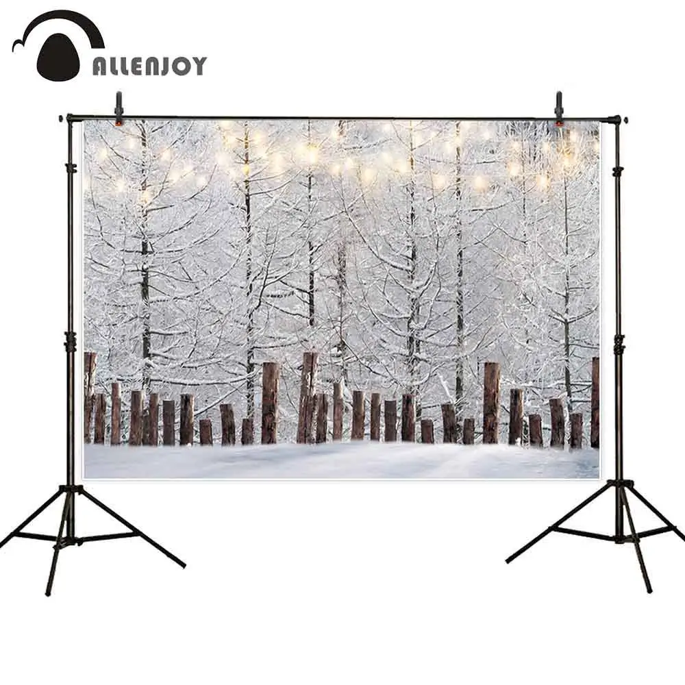

Allenjoy photography backdrop for photo studio winter christmas pine fence light beautiful scene background photophone photocall