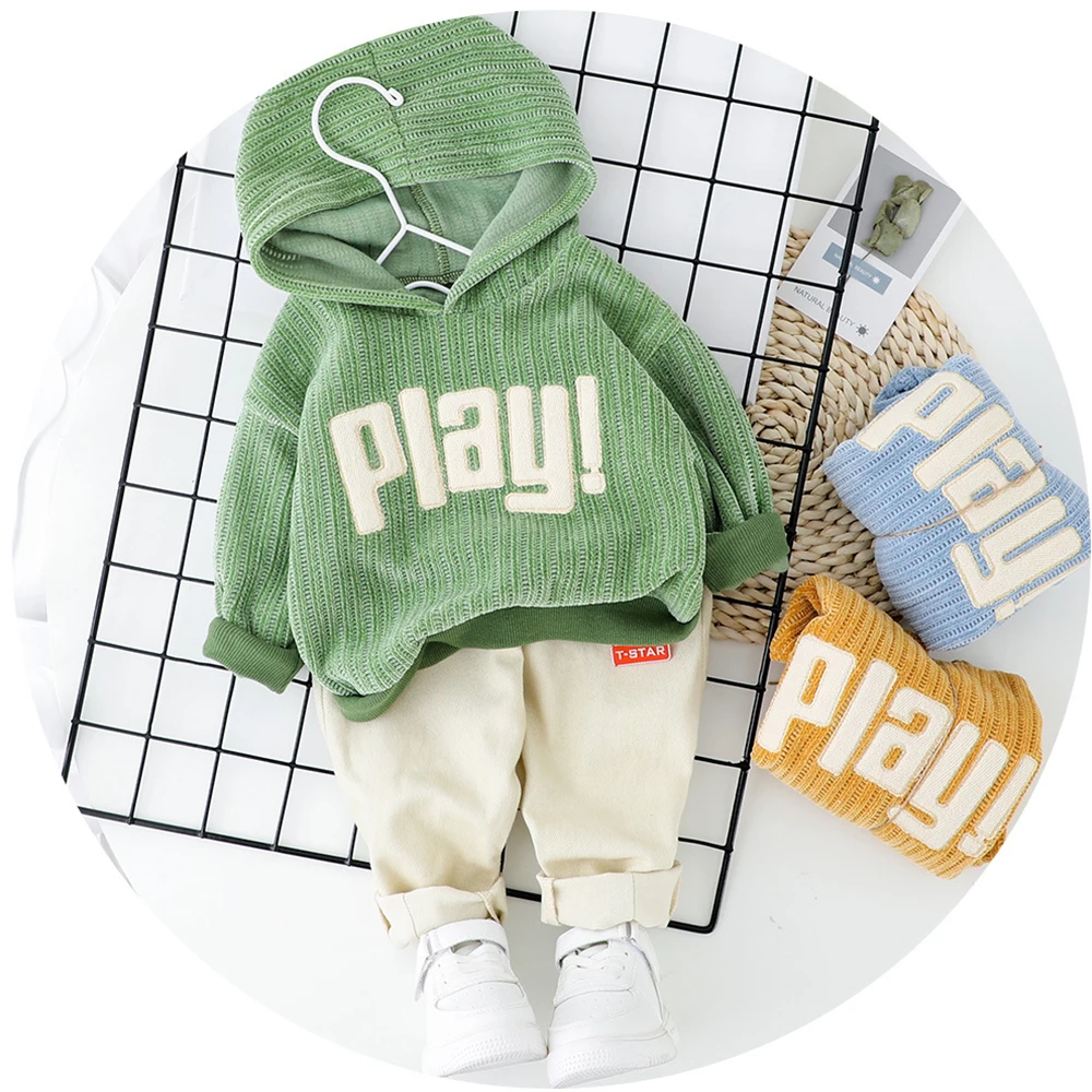 

2021 New Children's Wear Two-piece Children's Spring and Autumn Wear Alphabet Long-sleeved Hoodie Children's Wear Boys and Girl'