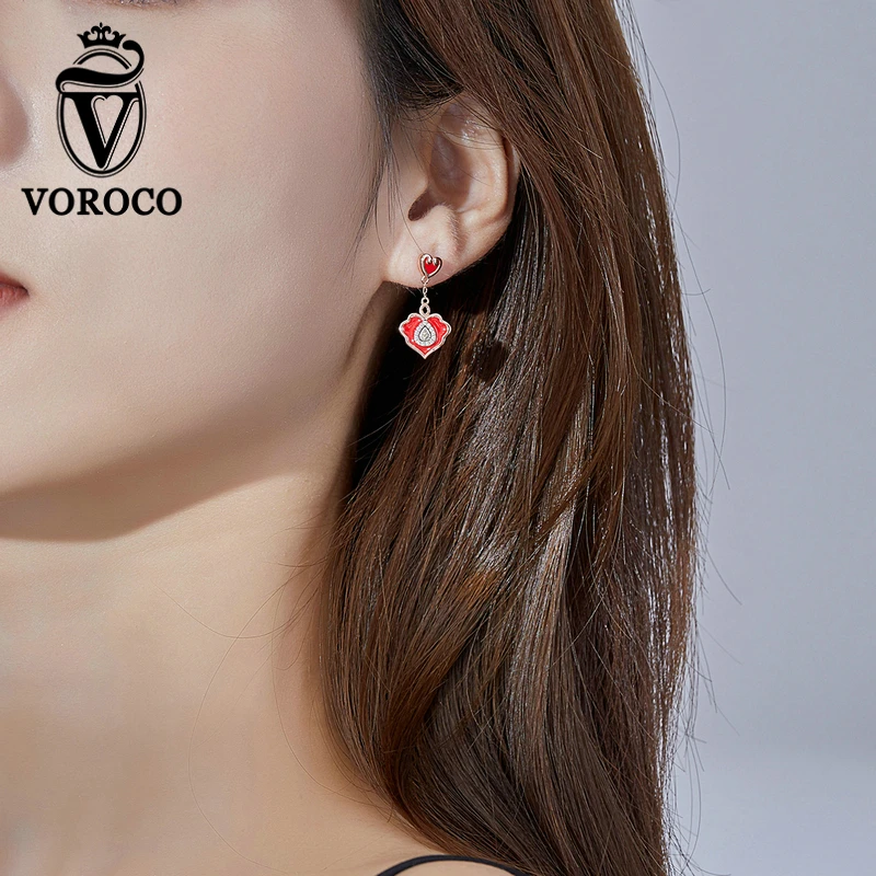 VOROCO BNE324 Весенняя серия Висячие серьги Lucky Wish китайский Ruyi 925 Висячие серьги из серебра 925 пробы Свадебные ювелирные изделия