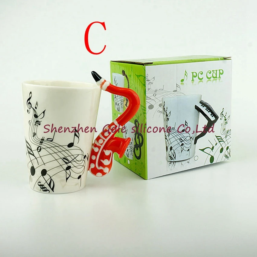 60 шт./лот, музыкальная гитара/скрипка/саксофон, керамическая чашка, персональная, Молочный Сок, лимон, кружка, кофе, чай, чашка, посуда для напитков, подарок - Цвет: C
