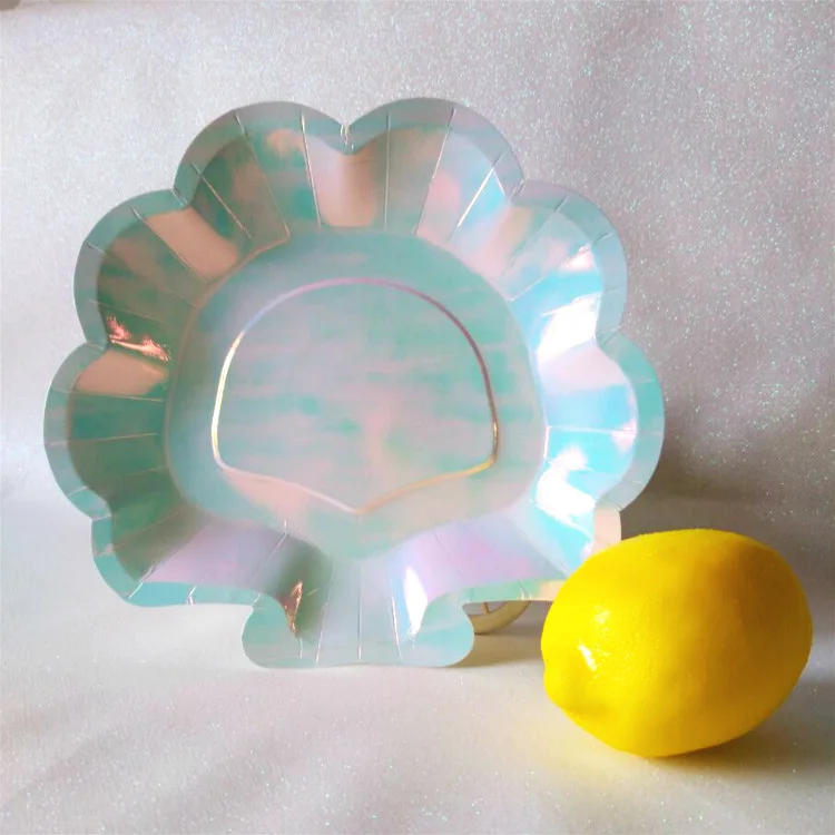 12 шт. радужные бумажные тарелки в виде ракушек посуда для вечерние тематический