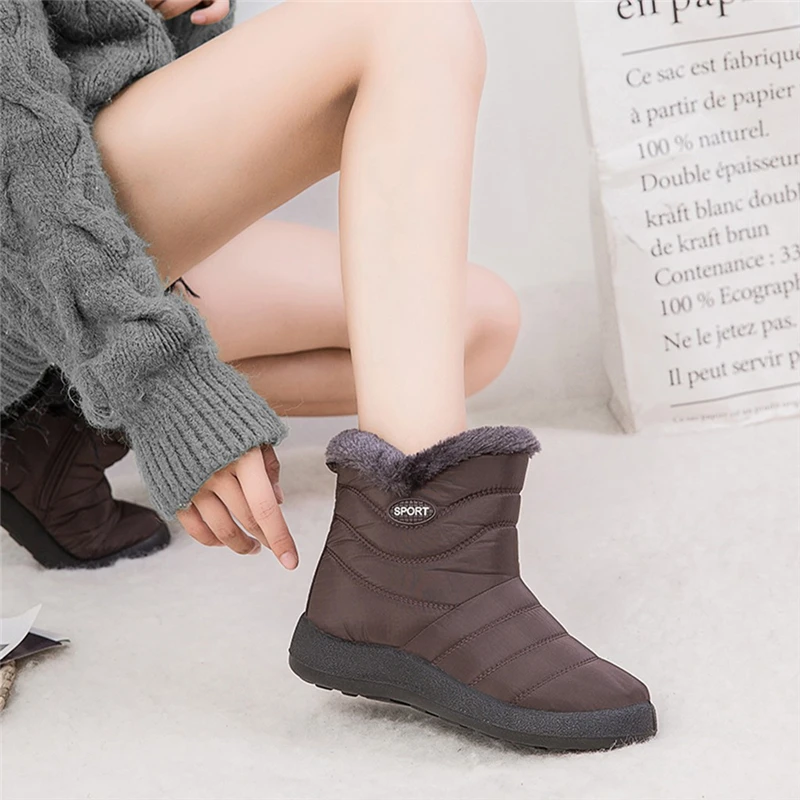 Botas mujer invierno/; зимние ботинки; зимние короткие ботильоны; водонепроницаемая обувь; Теплая обувь; однотонная обувь; большие размеры; Bota Feminina;#45