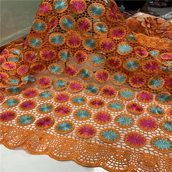 

Newest African Guipure Cord Lace Fabric High Quality French Water Soluble Cord Lace Fabric With Stones For Nigerian Dress WD9141