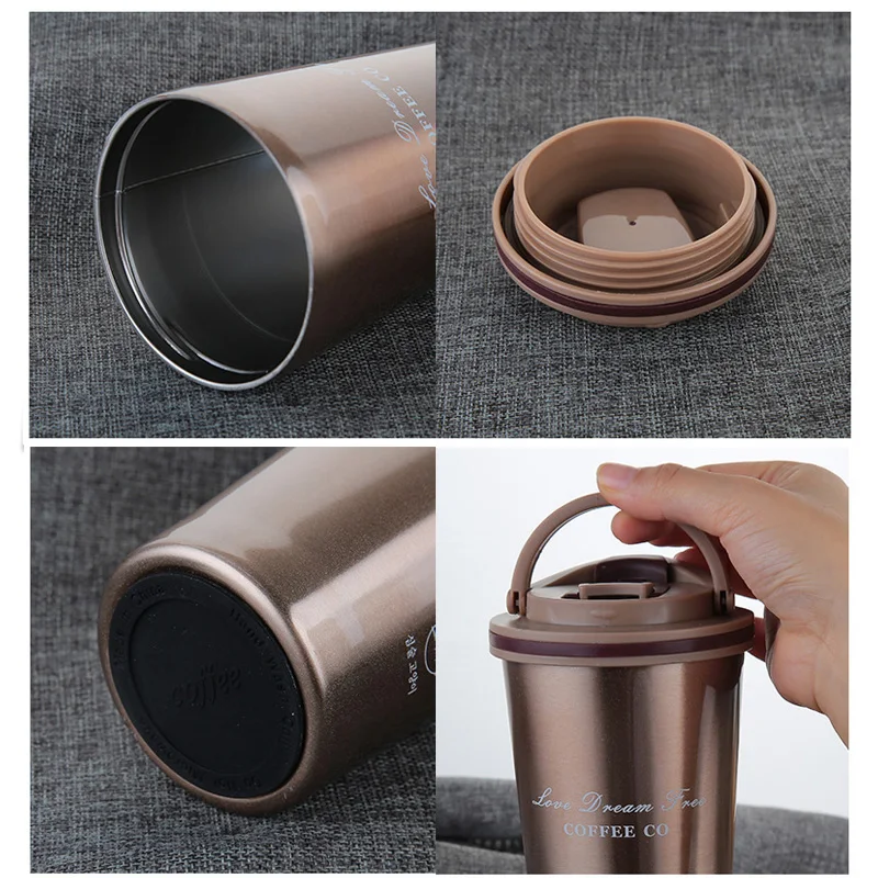 500ML Portable Insulated Coffee Mug Thermal Coffee Cup With Lid Stainless Tumbler Hot Termos Para Agua Caliente