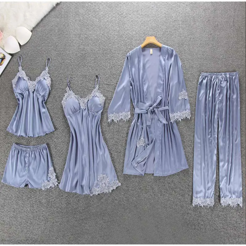 

new women nightgown satin silk night dress bathrobe Kimono sets home lingerie nightwear sexy sleepwear robe Elegant femme robe