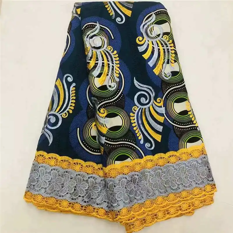 Высокое качество Новое поступление Анкара хлопковые восковые кружева восковая ткань африканская вышивка голландский воск с кружевной тканью