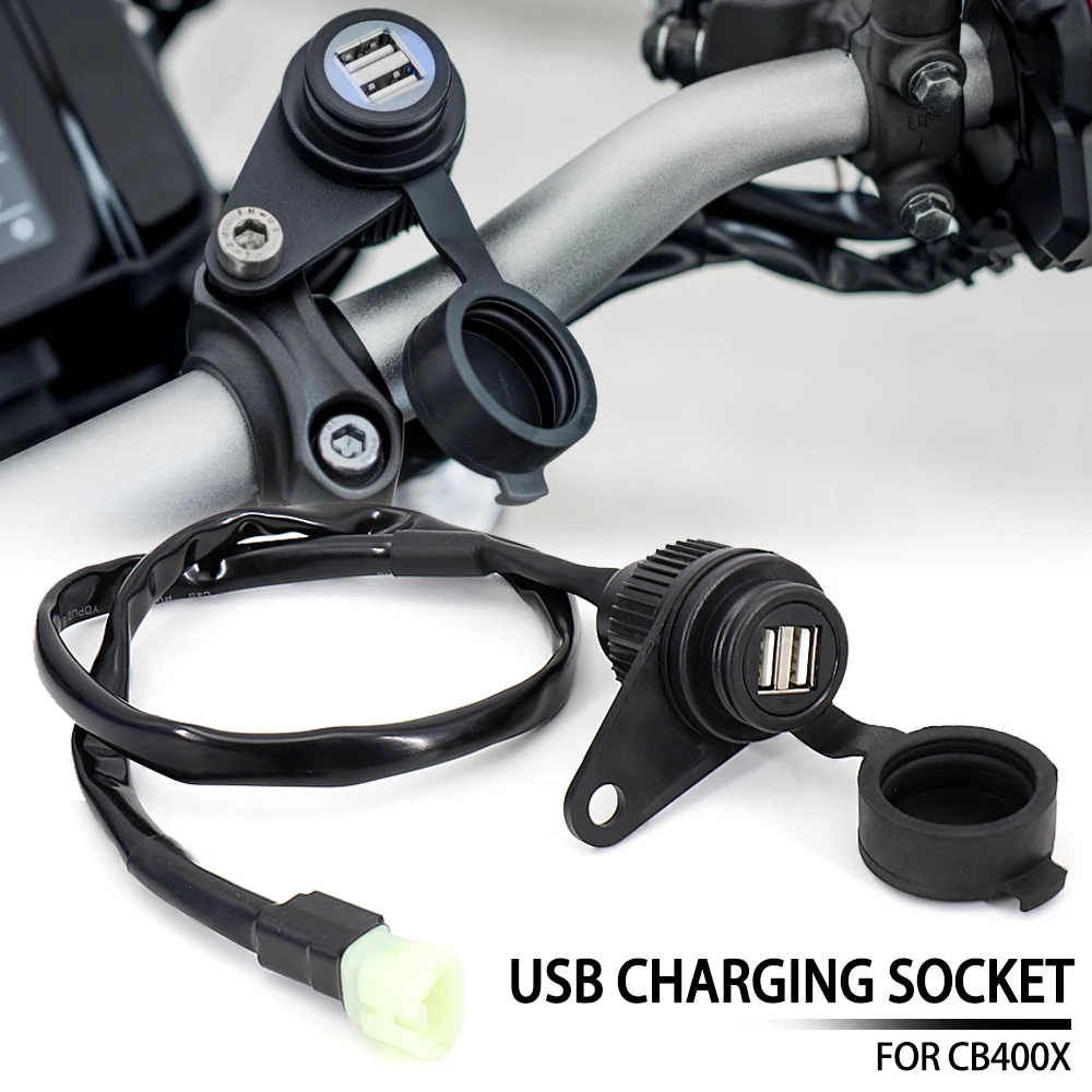 

New 12V Dual USB Motorcycle Accessories Charger Plug Socket Cigarette Lighter Adapter For Honda CB400X CB 400 X cb400x