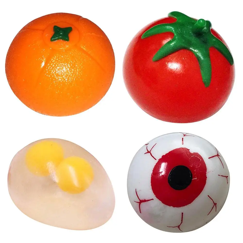 4 стиля оранжевый томатный глаз Форма резиновый антистресс снимает сжимает мяч забавная игра игрушка рука запястье упражнения антистресс слизи игрушка