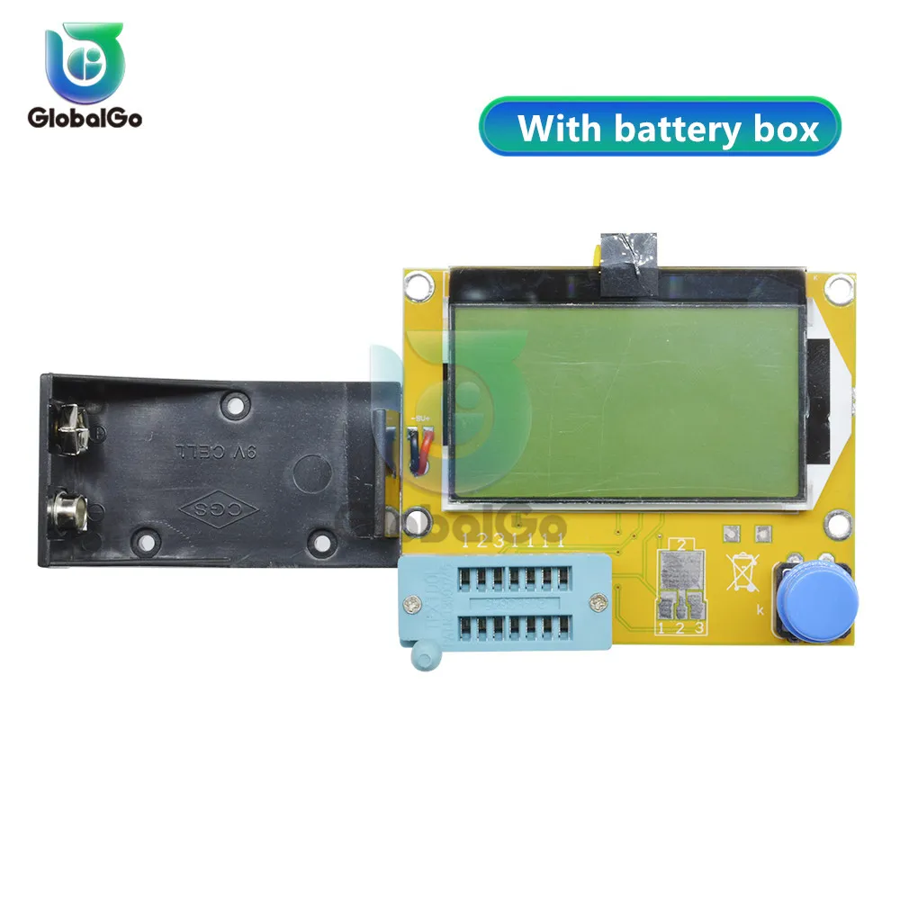 With battery box LCR-T4 ESR метр Транзистор тестер Диод Триод Емкость индуктивность Mega328 M328 мультиметр транзистор MOS PNP NPN LCR тестер - Цвет: With battery box