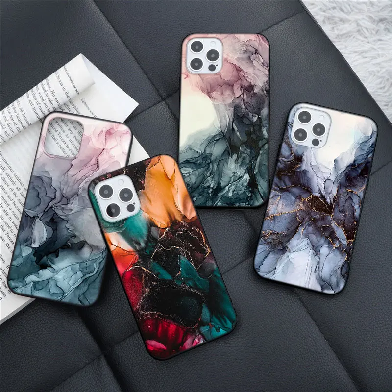 Чехол для Xiaomi Redmi Note 9 8 Pro 8T s 7 6 5 9C Mi 10T A1 A2 A3 9T SE Poco X3 NFC 10 Lite ТПУ акварельный мраморный
