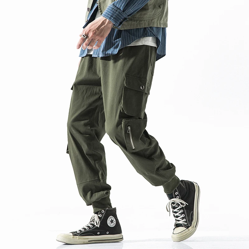 LAPPSTER-Youth Men Streetwear Hip Hop Joggers Pants Mens Harajuku Black Cargo Pants Male Fashions Black Pockets Track Pants - Color: Army Green