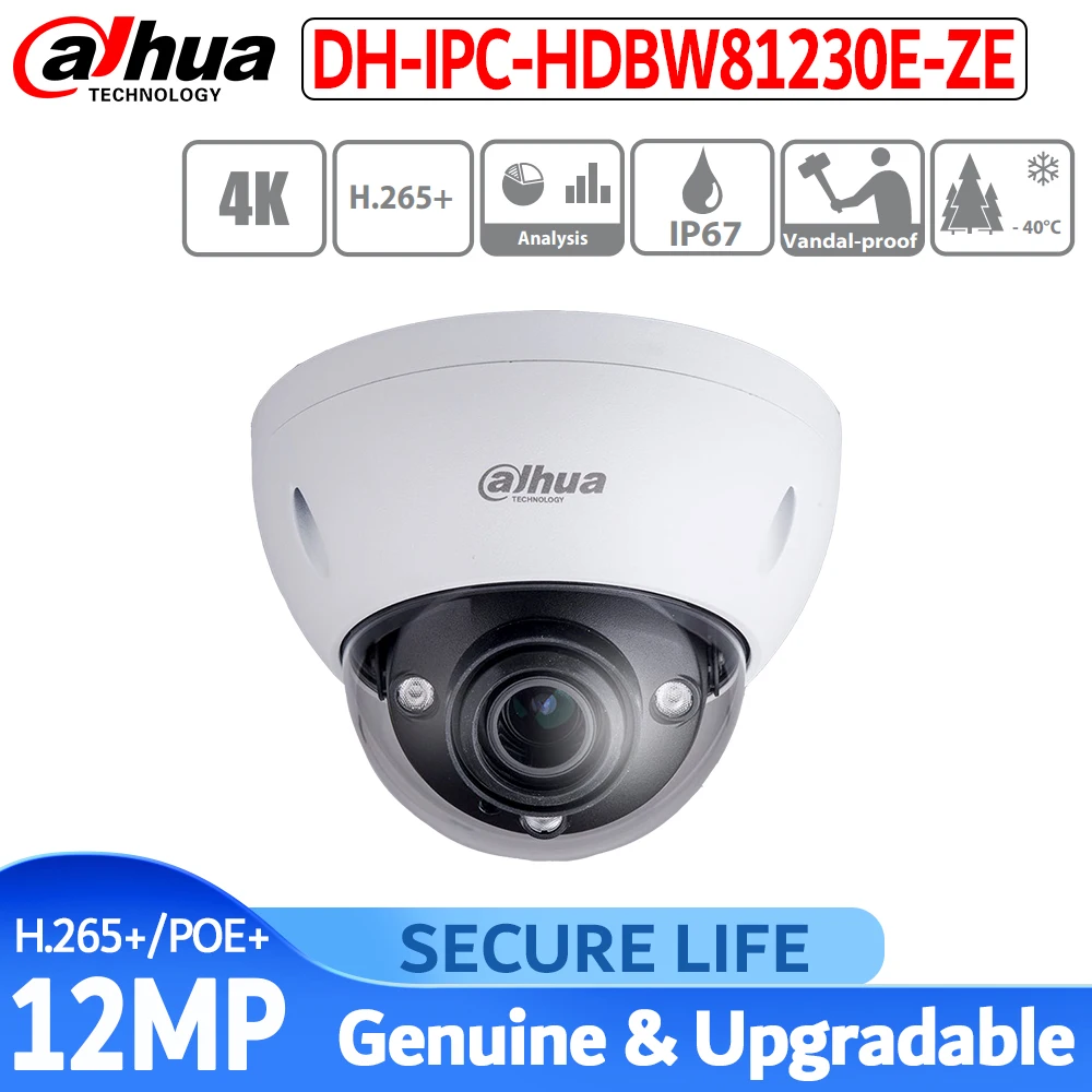  original with logo IPC-HDBW81230E-ZE 4K 12mp IP camera IR dome cctv camera motorized lens POE 300m