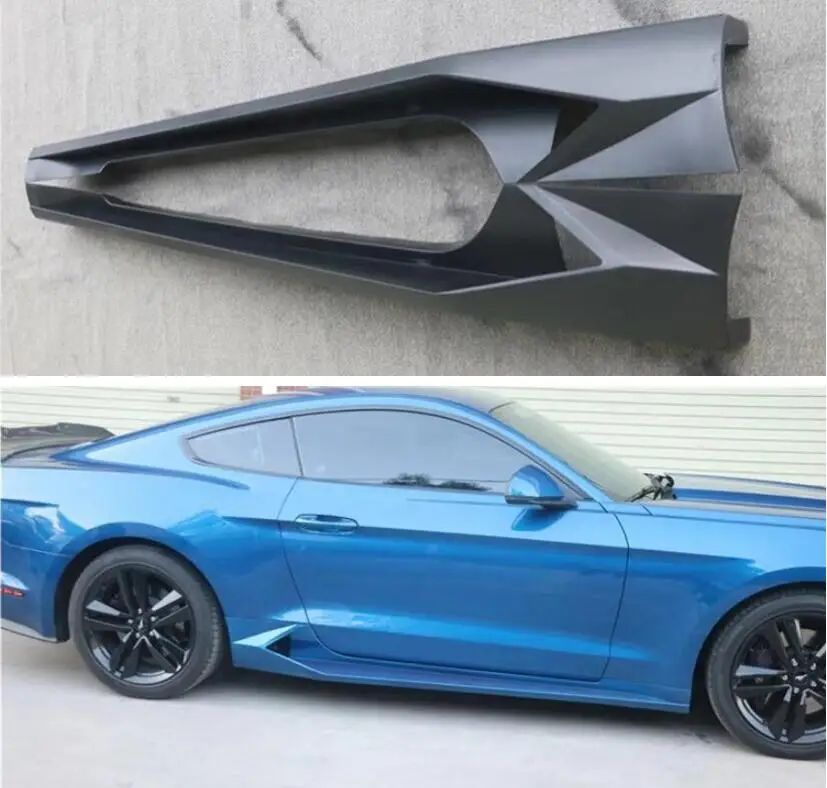 

High Quality Unpainted ROCKER PANELS SIDE BODY SKIRTS KIT LIP COVER FOR FORD MUSTANG 2015 2016 2017 2018 2019 2020 2021