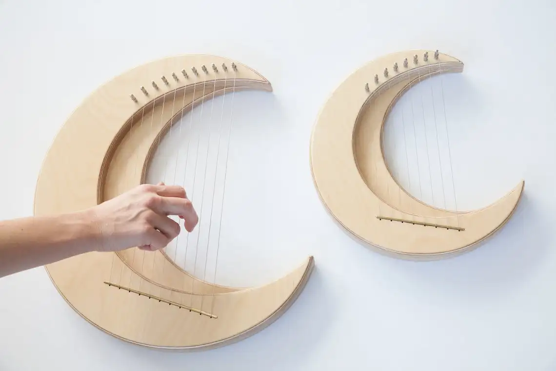 lyre little crescent moon small harp mini string instrument