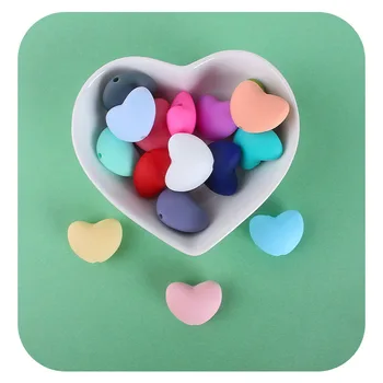 

10pcs/lot BPA Free Silicone Heart Teether Beads DIY Baby Shower Pacifier Dummy Necklace Jewelry Toy Accessories