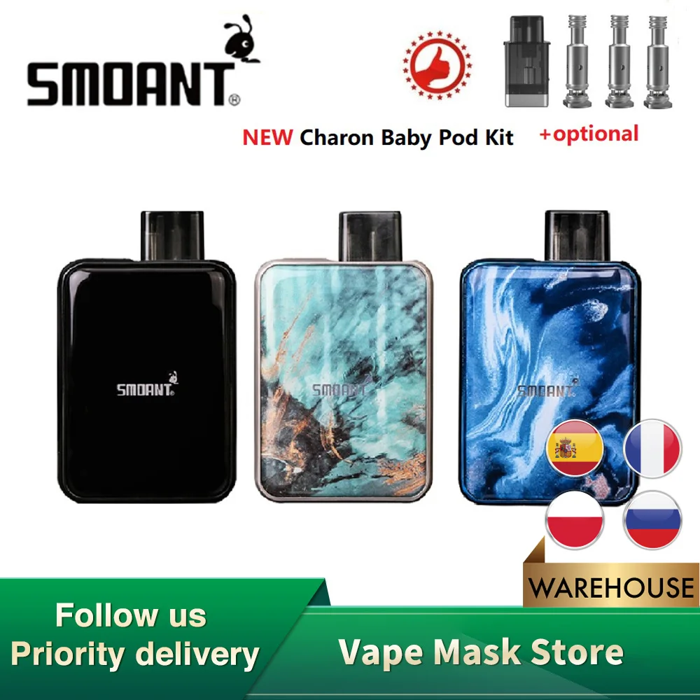 Оригинальный набор Smoant Charon Baby Pod батарея 750 мАч картридж с емкостью 2 мл катушка Ом