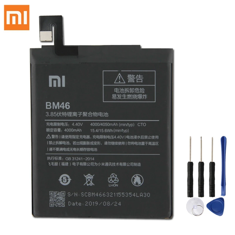 Оригинальная сменная батарея для Xiaomi Redmi Note 3 Hongmi Note3 Pro Redrice Note 3 BM46, настоящая батарея для телефона 4050 мАч