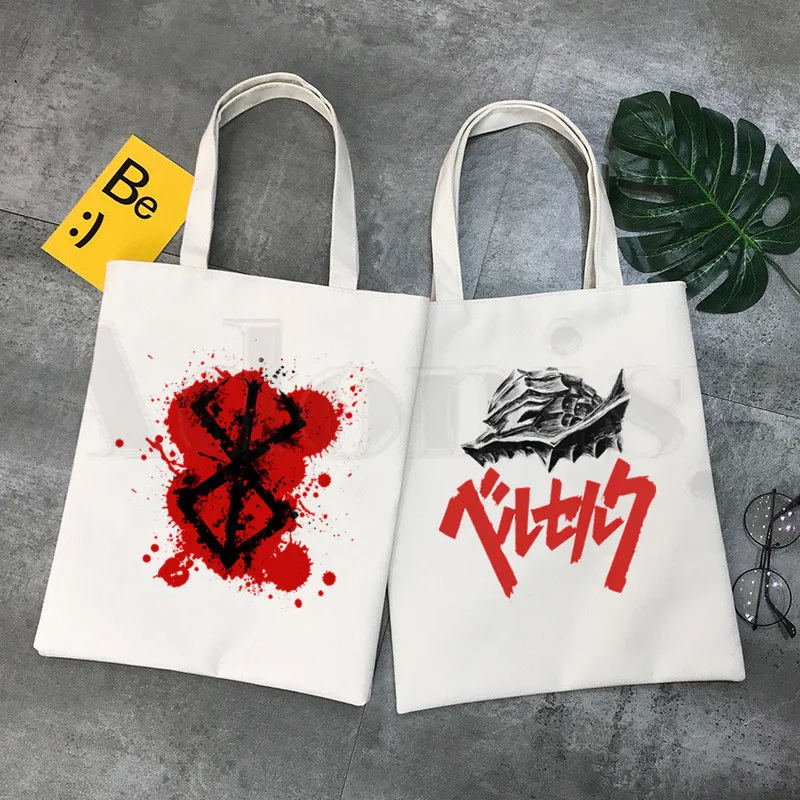 

Dark Berserk Guts Japanese Anime Manga Graphic Cartoon Print Shopping Bags Girls Fashion Casual Pacakge Hand Bag