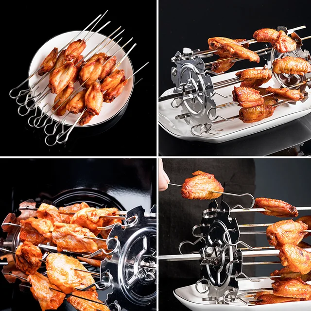 CviAn BBQ Oven Kebab Maker Grill Steel Metal Roaster Rotisserie Skewers Needle Cage Fits for Any Rotisserie Grill 