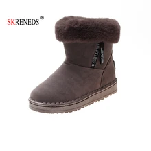 SKRENEDS/новые женские ботинки брендовая зимняя обувь из натуральной кожи Теплые повседневные Черные женские зимние ботинки с круглым носком размера плюс