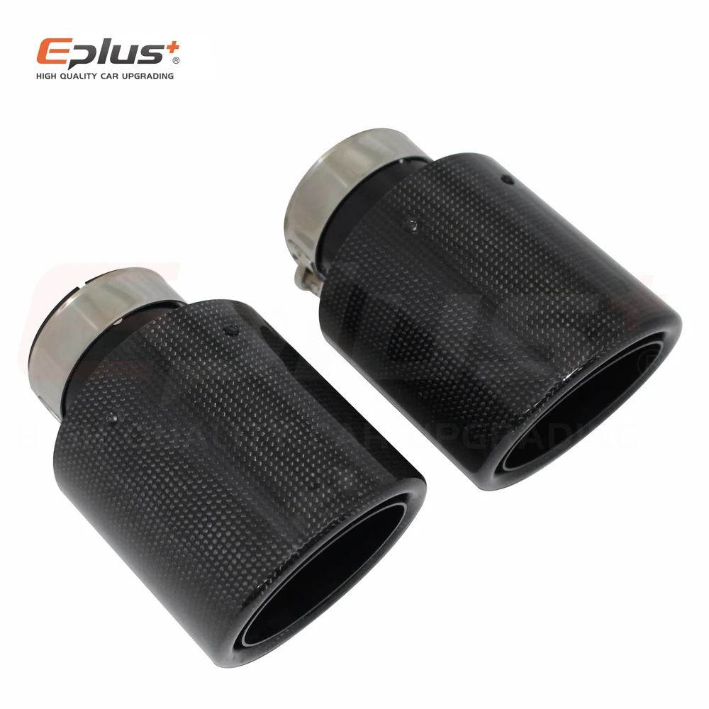 Car Glossy Carbon Fibre Exhaust Muffler Pipe Tip Curl Universal Black Stainless Mufflers Decorations for Akrapovic