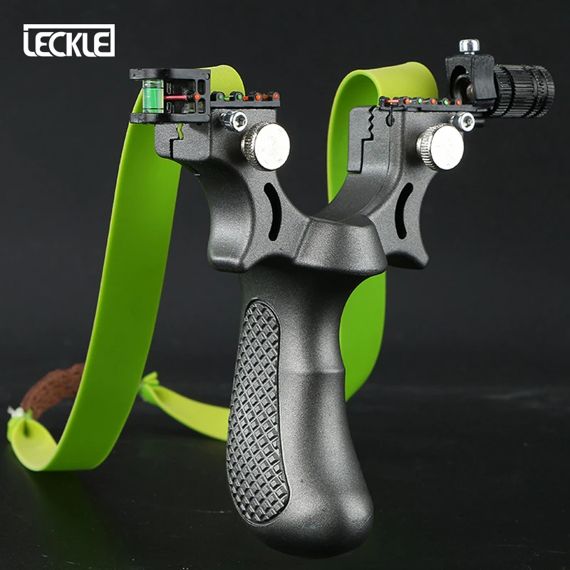 Hunting Resin  with Blue Light Sight Level with Flat Rubber Band Powerful Sling Shot Bow Outdoor Hunting Shooting