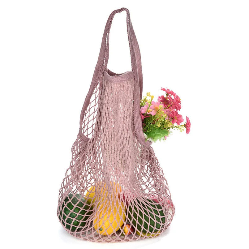 Shopping Net Bag 32x38x15cm Mesh Net Turtle Bag Rope Shopping Bag Reusable Fruit Storage Handbag Tote New 30D3 (6)