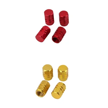 

8x Car Valve Cap Column-shaped Wheel Nozzle Adapter, Red + Gold