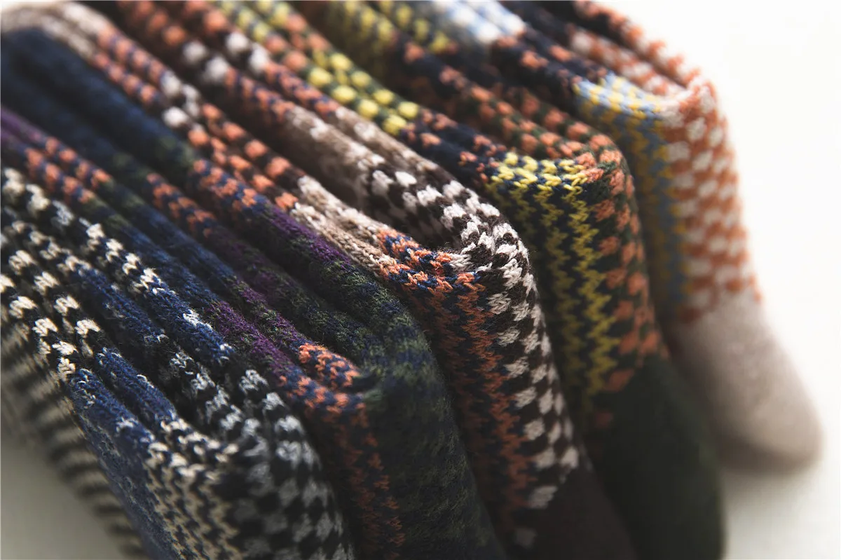5HSS Brand Business Man Lână 5 perechi / lot Șosete bărbătești îngroșate din bumbac calde, stil retro național, pătrate mici pentru zăpadă_voghion.com