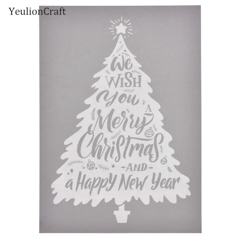 YeulionCraft, 6 шт./лот, с рождеством, самоклеющиеся трафареты для шелкографии, печать, сетка, переводная, сделай сам, украшение для дома
