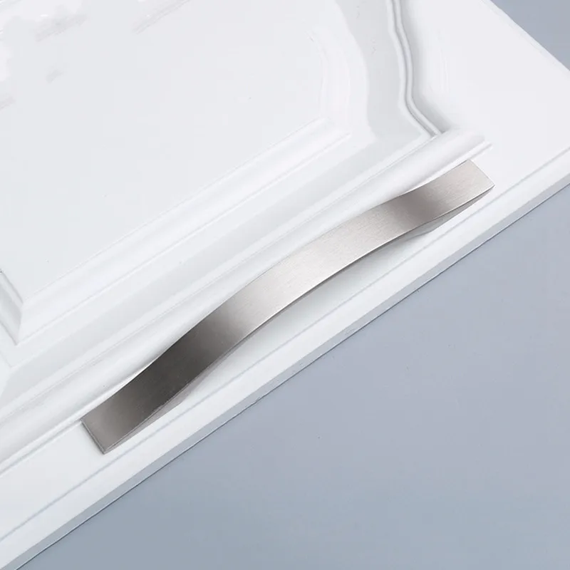 Modern Wardrobe Door Handles Aluminium Alloy Brushed Silver Kitchen Drawer Cabinet Furniture Hardware