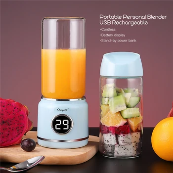 

Portable Juicer Cup Fruit Mixer Blender Bottle Mini USB Rechargeable Juicing Mixing Ice Shakes Smoothie Maker with 6 Blades 43