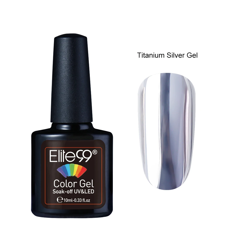 Elite99 10 мл титановый Серебряный Гель-лак для дизайна ногтей впитывающий УФ-гель для ногтей зеркальный металлический долговечный гель Гибридный гвоздь-лак - Цвет: Titanium Silver Gel
