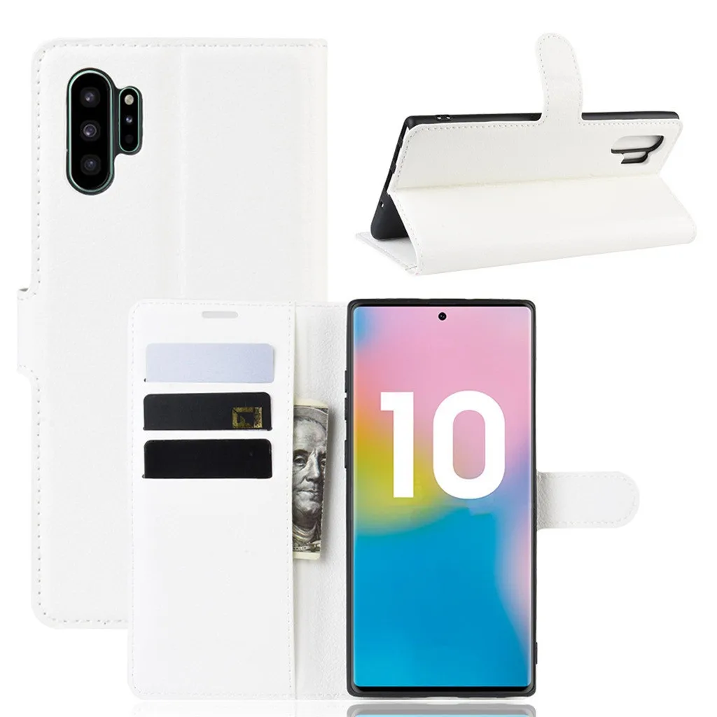 Для samsung Galaxy Note 10+ 6,8 дюймов Роскошный кошелек из искусственной кожи чехол флип бумажник держатель для карт с функцией подставки