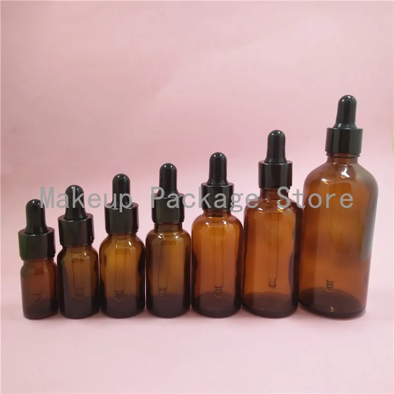 2/10 шт. 5/10/15/20/30/50/100ml пустая бутылочка янтарного цвета Стекло капельница для