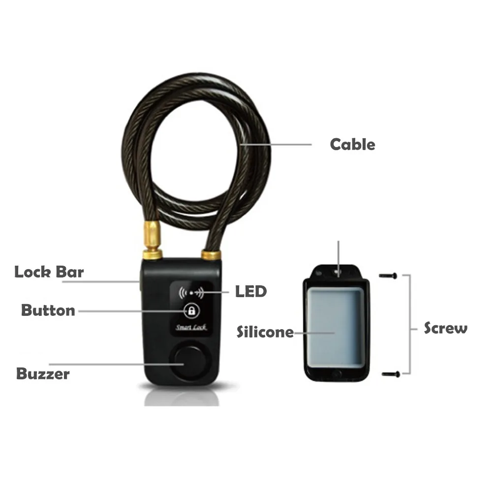 Bluetooth приложение Электрический цифровой умный дверной замок с проволочной веревкой водонепроницаемый Противоугонный с 110dB сигнализация для двери и велосипеда