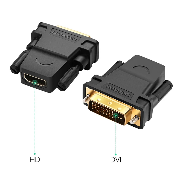 Ugreen DVI to HDMI-compatible Adapter Bidirectional DVI-D 24+1 Male to Female All Cables Types Computer Computer Electronics Gadget cb5feb1b7314637725a2e7: DVI M to HDMI F Plug