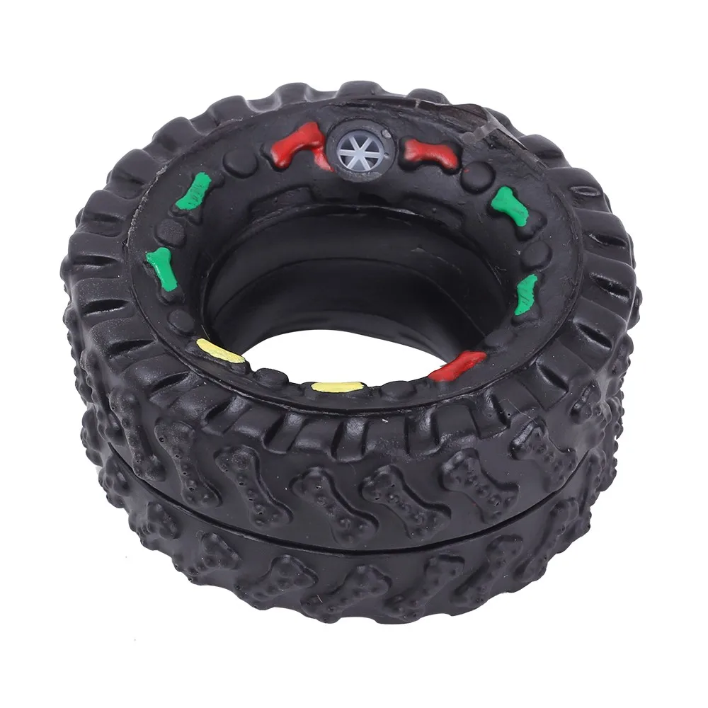 

1 pc Dog Toys Bite Resistant Chew Squeaky Toys Not biting Non-toxic Dogs Training Interactive Tire Shape Tough Pet Supplies