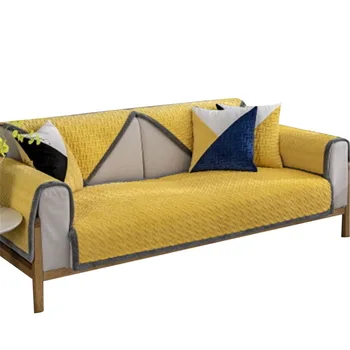 

Modern Simplicity Wave Embroidery Wide-brimmed Crystal Fleece Sofa Cushion Fabric Non-slip Sofa Towel Simple Plush Sofa Cover