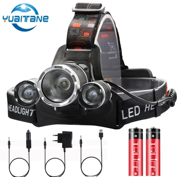 

5000Lm XM-T6x3 LED Headlight LED Flashlight Torch Camping Fishing Headlamp lantern Use 2*18650 battery / AC/Car/Usb/ charging