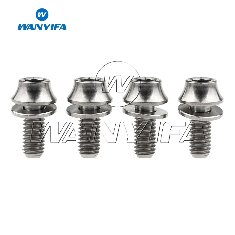 Titanium Титановый "Wanyifa" M5x12mm с шайбами для велосипедной бутылки с водой, шестигранные болты, упаковка 4 - Цвет: Titanium