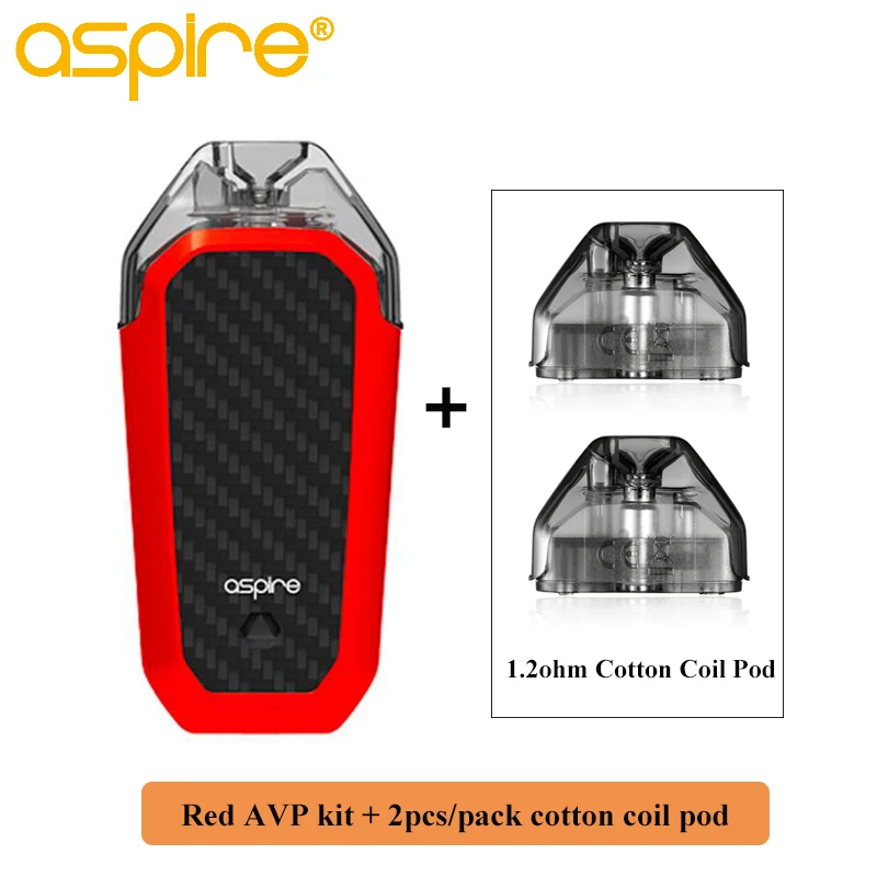 Набор электронных сигарет Aspire AVP Vape Kit 2 мл емкость Pod 1,2/1,3/700 Ом катушка встроенный аккумулятор мАч MTL стартовый комплект Vaper - Цвет: red add cotton pod