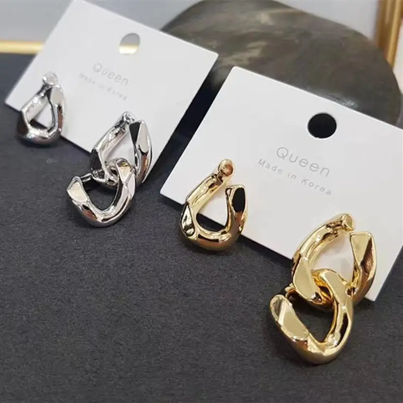 FFLACELL 2020 New Simple Punk Metal Asymmetric Gold Chain Drop Earrings for Woman Man Girls Party|Stud Earrings| - AliExpress